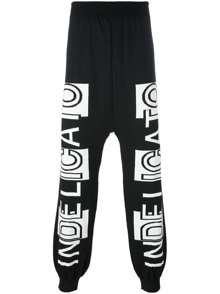Nicola Indelicato Logo Print Track Pants, Men's, Size: Small, Black, Acrylic/wool