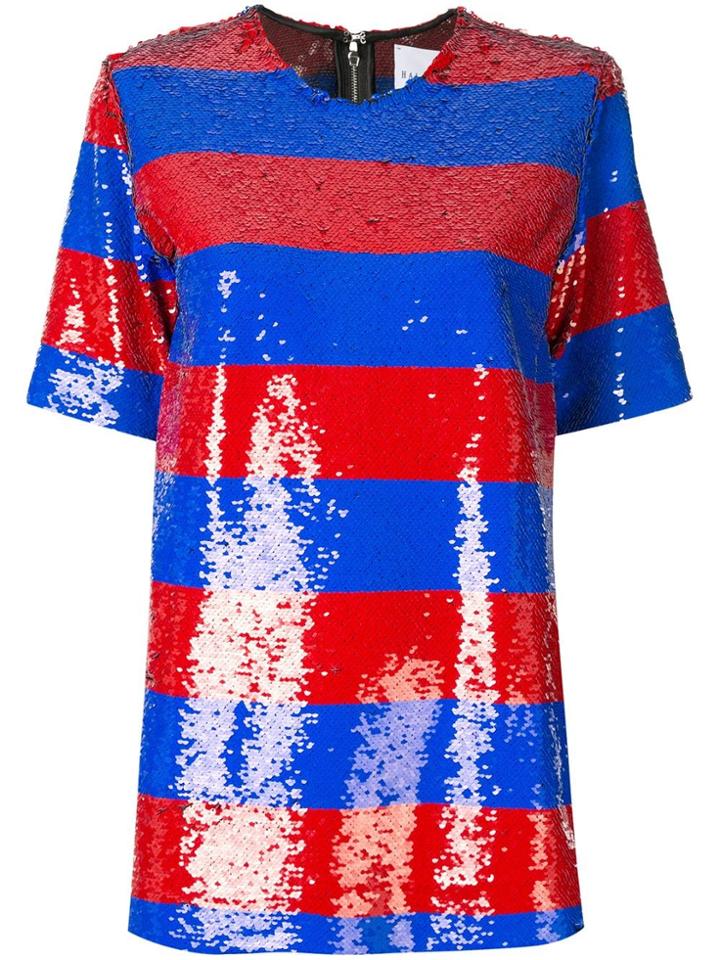 Halpern Striped Sequin T-shirt - Red