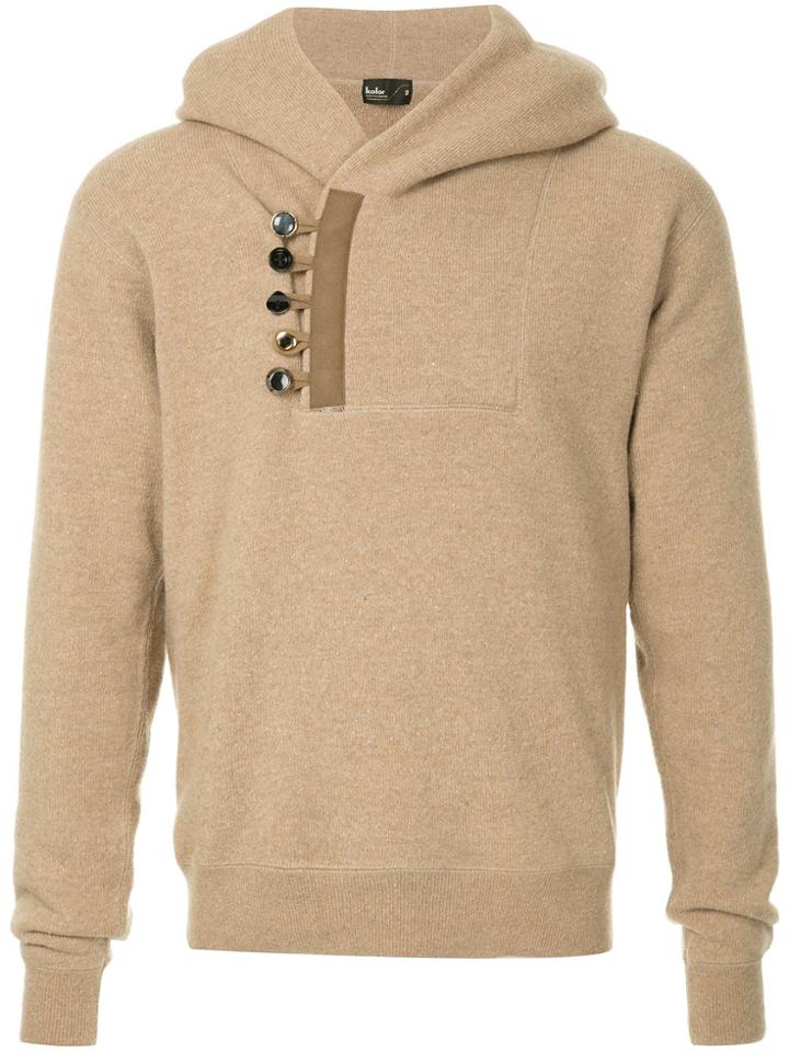 Kolor Button Embellished Hoodie - Nude & Neutrals