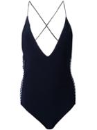 Dion Lee Laced Coil One-piece, Women's, Size: 6, Blue, Polyester/spandex/elastane
