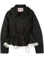 Sandy Liang Drawstring Waist Hooded Jacket - Black