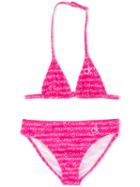 Calvin Klein Kids Logo Print Bikini, Girl's, Size: 10 Yrs, Pink/purple