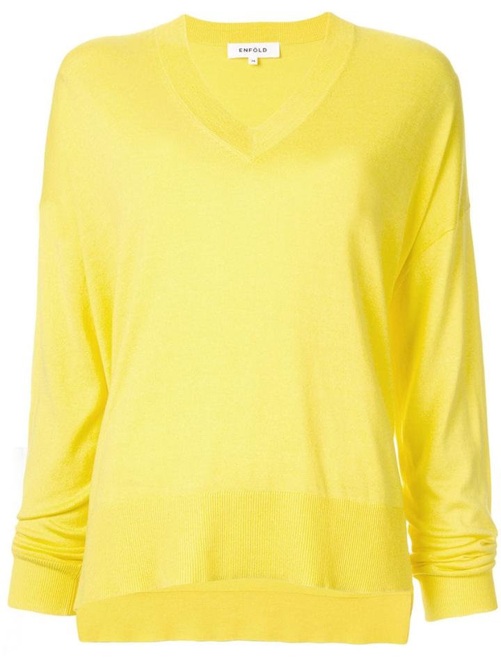 Enföld V-neck Fine Knit Sweater - Yellow