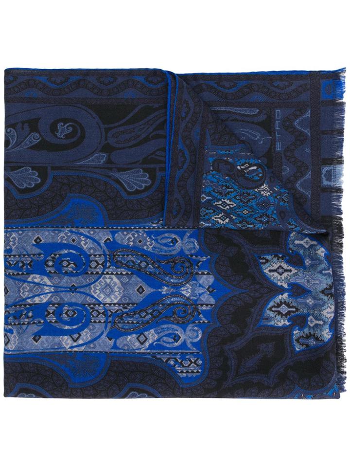 Etro Rug Jacquard Pattern Scarf - Blue