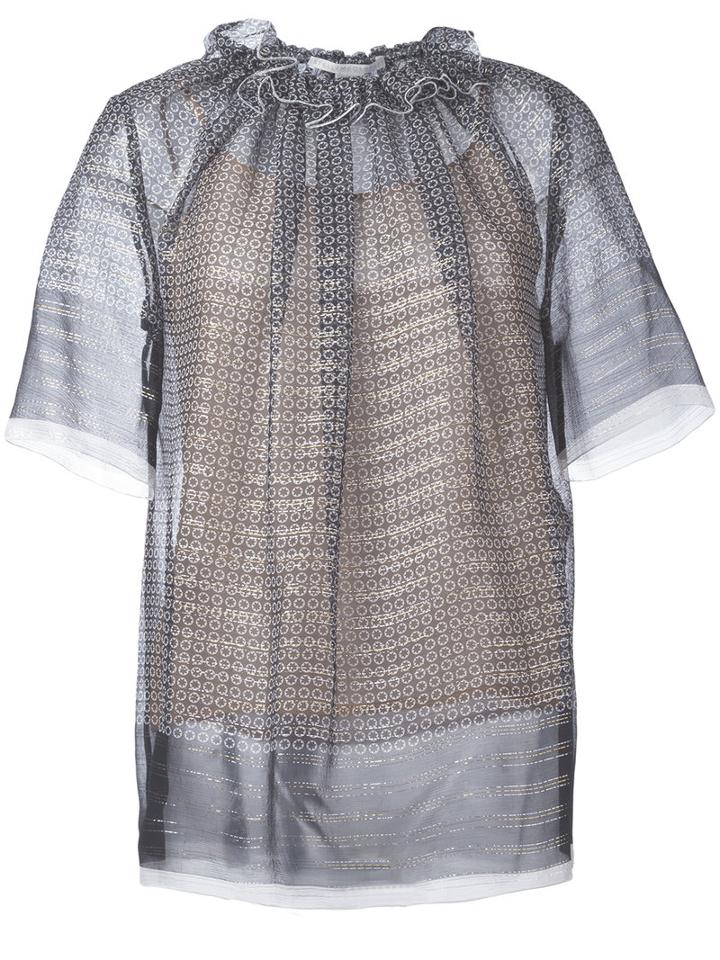 Stella Mccartney - Sheer Top - Women - Silk/polyester - 36, Black, Silk/polyester