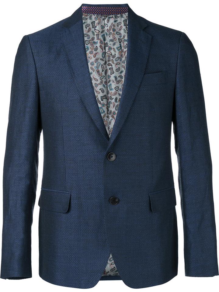Etro Classic Blazer, Men's, Size: 52, Blue, Silk/linen/flax/acetate