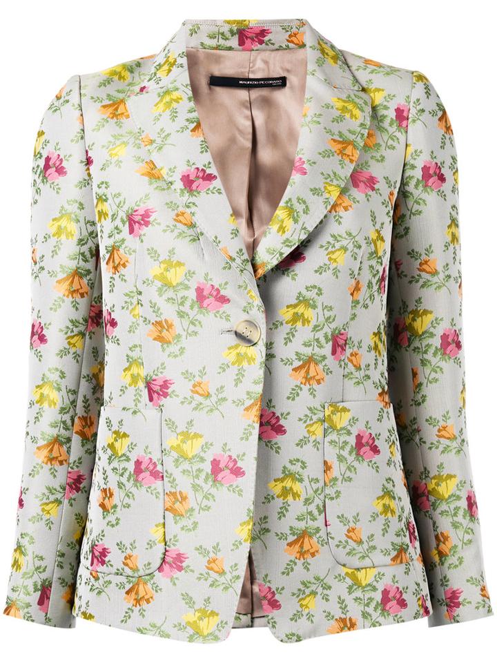 Maurizio Pecoraro - Floral Blazer - Women - Polyester/viscose - 42, Women's, Polyester/viscose