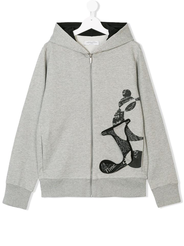 John Galliano Kids Teen Logo Patch Hoodie - Grey