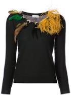 Sonia Rykiel Feather Embellished Jumper - Black
