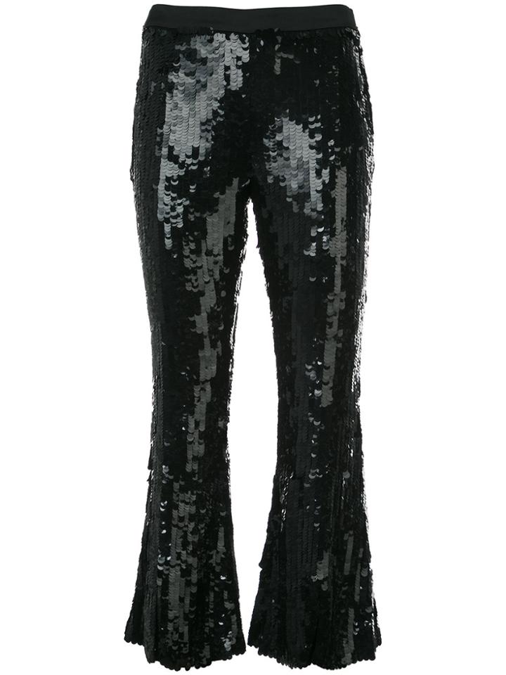 Jeffrey Dodd Cropped Sequin Flares - Black