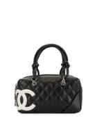 Chanel Pre-owned Cambon Line Quilted Cc Logos Handbag - Black