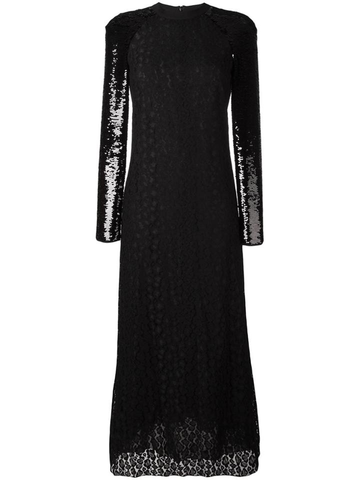 Giamba Lace Long Flared Dress - Black