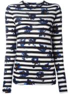Proenza Schouler Falling Flower Print Striped T-shirt, Women's, Size: Small, Black, Cotton