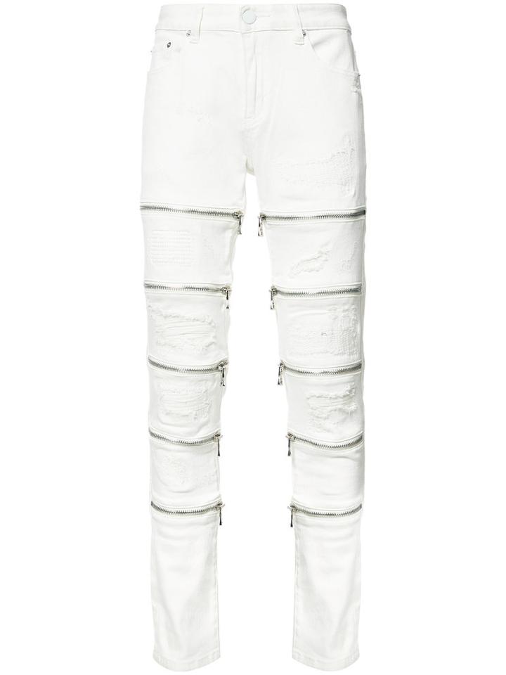 God's Masterful Children - Leg Zips Slim-fit Jeans - Men - Cotton/polyester - 38, White, Cotton/polyester