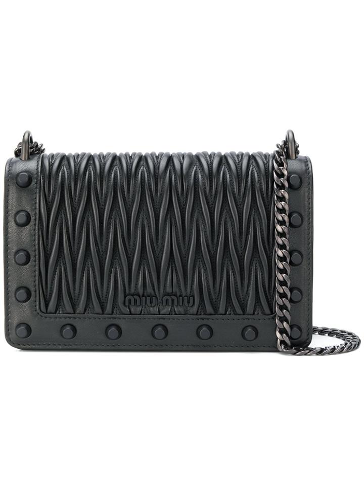 Miu Miu Quilted Logo Cross-body Bag - Black