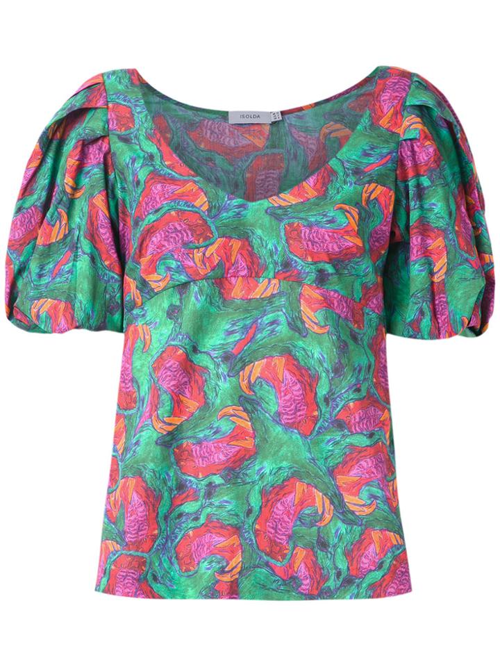 Isolda Puffy Sleeves Blouse - Green