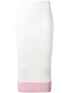 Victoria Beckham Rib Knit Skirt, Women's, Size: 10, White, Cotton/polyamide/viscose/spandex/elastane
