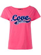 Love Moschino Sequinned Logo Patch T-shirt, Women's, Size: 42, Pink/purple, Cotton/spandex/elastane
