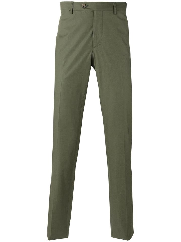Etro Chino Trousers, Men's, Size: 54, Green, Cotton/spandex/elastane