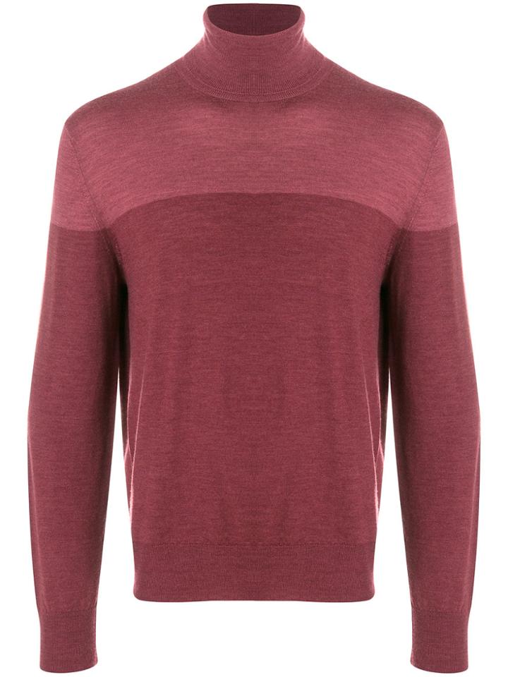 Canali Roll Neck Contrast Sweatshirt - Pink & Purple