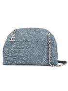 Chanel Vintage Quilted Camellia Cc Logos Chain Shoulder Bag, Women's, Blue