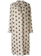 Msgm Frayed Detail Midi Coat, Women's, Size: 42, Nude/neutrals, Polyester/linen/flax/viscose/polyurethane