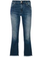 7 For All Mankind Bleached Cropped Jeans - Blue
