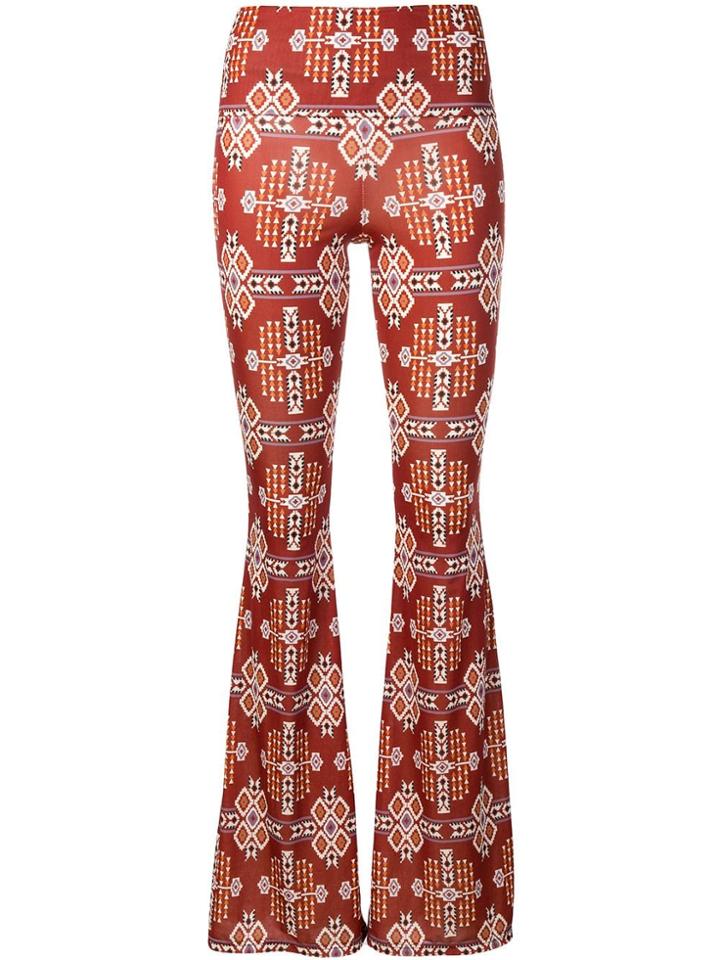C'est La V.it Aztec Print Flared Trousers - Brown
