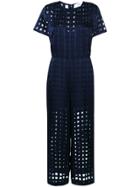 Dvf Diane Von Furstenberg Sheer Grid Jumpsuit - Blue