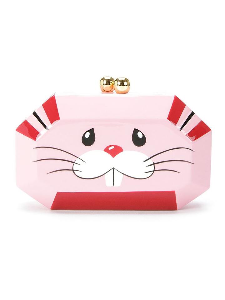 Serpui Enamel 'rabbit' Clutch, Pink/purple, Wood