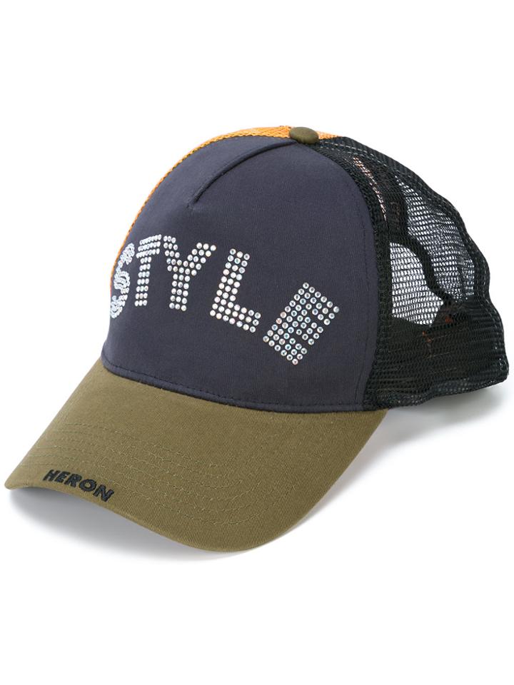 Heron Preston Style Embellished Baseball Cap - Blue