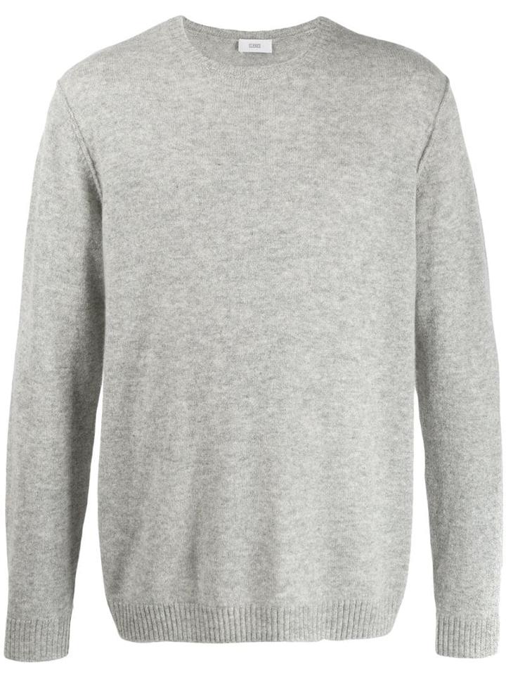 Closed Long-sleeve Fitted Sweater - Grey