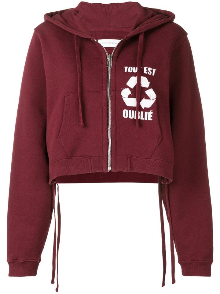 Faith Connexion Cropped Zipped Hoodie - Red