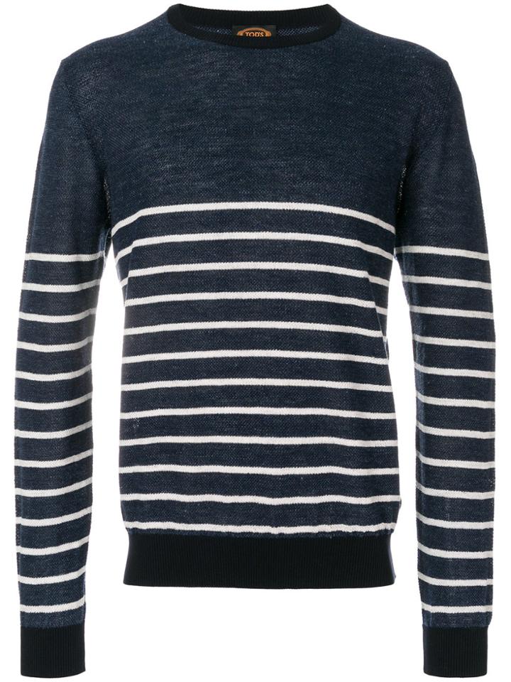 Tod's Crew-neck Striped Jumper - Blue