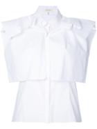Delpozo - Sleeveless Layered Shirt - Women - Cotton - 44, White, Cotton