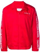 Calvin Klein Jeans Zipped Up Bomber Jacket - Red