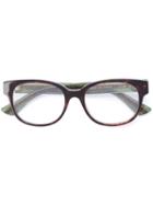 Gucci Eyewear Web Arm Transparent Glasses, Brown, Acetate