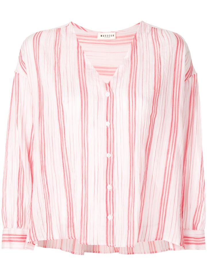 Masscob Striped V-neck Shirt - Pink & Purple