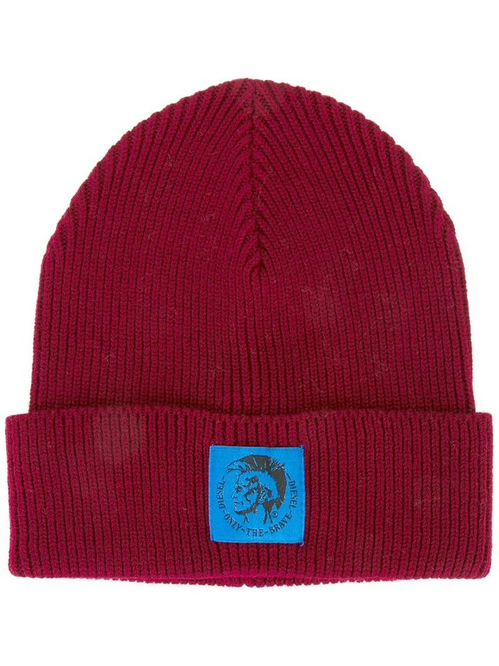 Diesel 'coder' Beanie, Men's, Red, Wool/cotton
