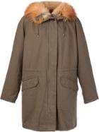 Yves Salomon Buttoned Parka Coat - Green