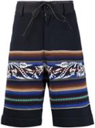 Sacai Striped Shorts, Men's, Size: 3, Blue, Cotton/polyester/cupro