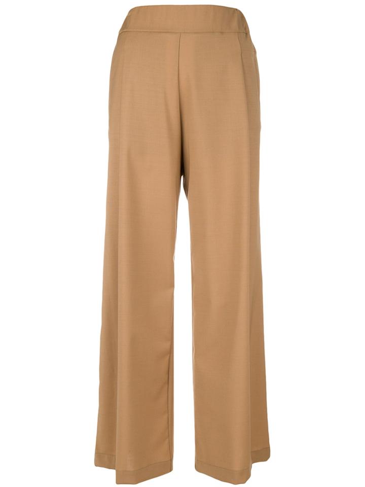 Semicouture High Waisted Palazzo Trousers - Nude & Neutrals