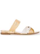 Casadei Braided Strap Flat Sandals - Gold