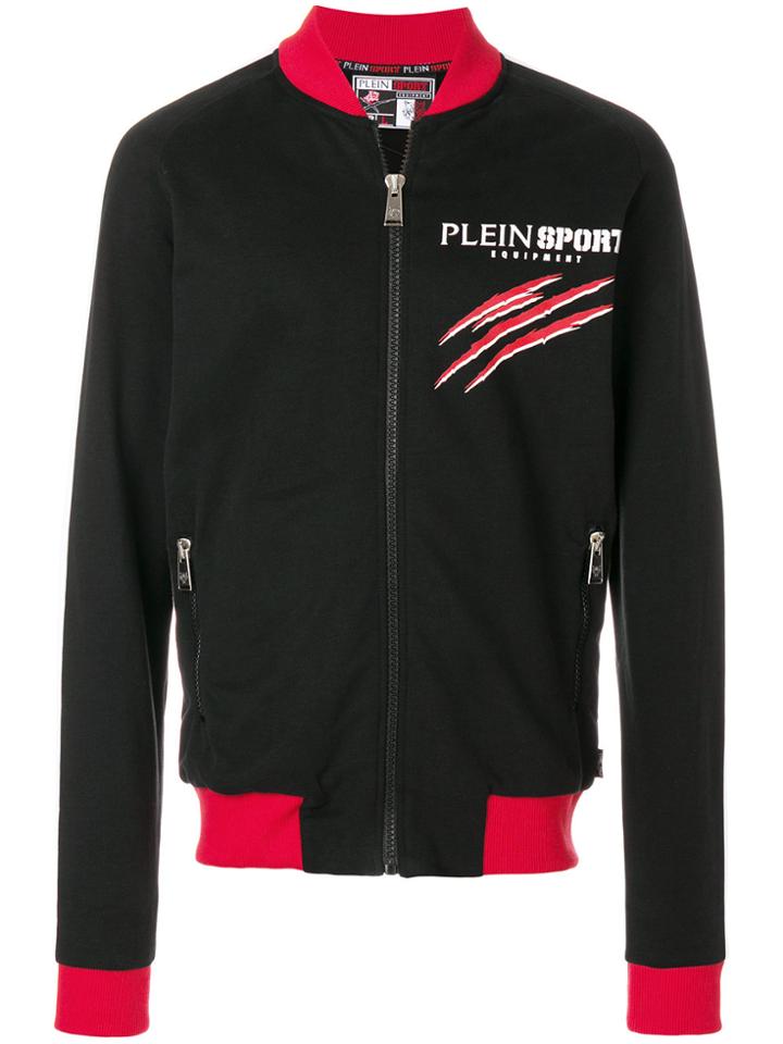 Plein Sport Logo Print Bomber Jacket - Black