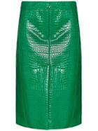 Tibi High Waist Crocodile-effect Skirt - Green