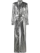 Off-white Racing Metallic Effect Jumpsuit - Silver