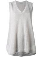 Brunello Cucinelli - Flared Knitted Tank - Women - Silk/linen/flax/polyamide/acetate - S, Grey, Silk/linen/flax/polyamide/acetate