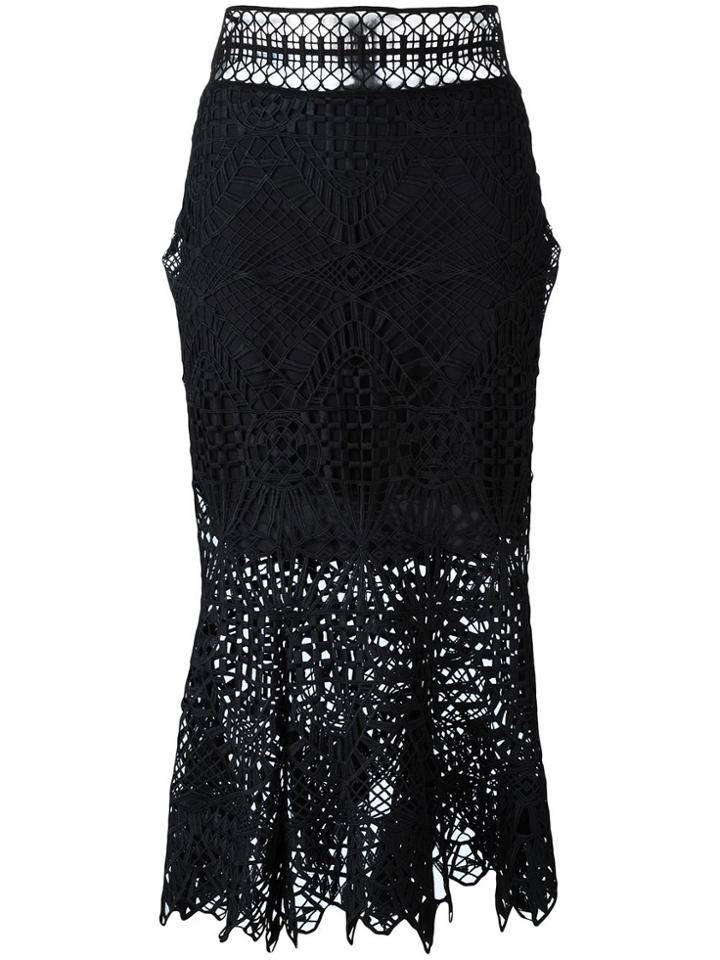 Jonathan Simkhai Bridge Lace Trumpet Skirt - Black