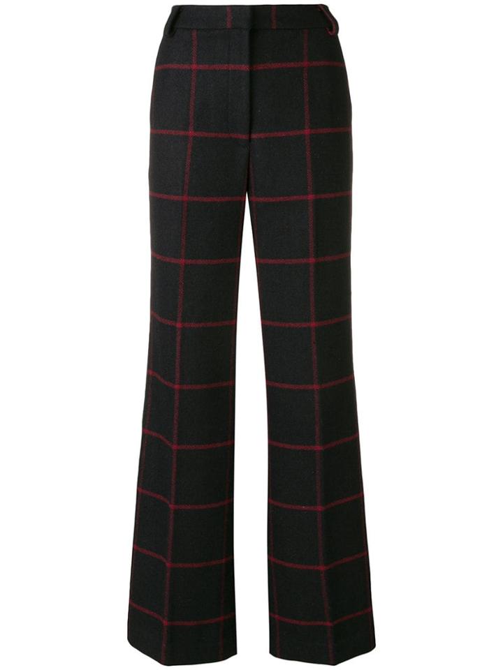 Self-portrait Checked Flared Trousers - Blue