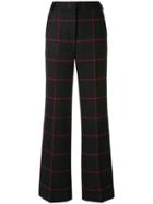 Self-portrait Checked Flared Trousers - Blue